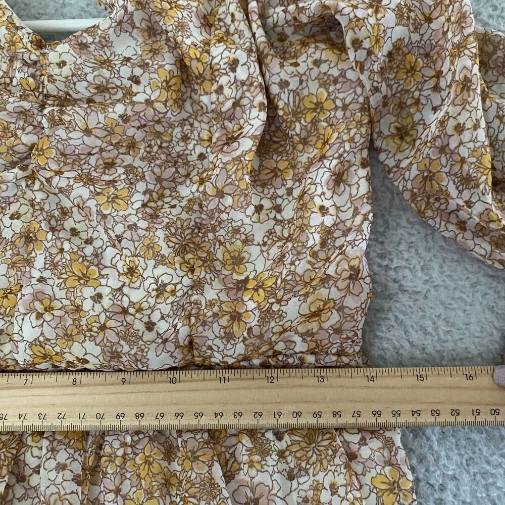 Sincerely Jules Long 3/4 Sleeve V Neck Ditsy Floral Print Dress Womens Large - Picture 9 of 11